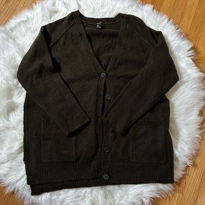 f21 dark green souffle cardigan